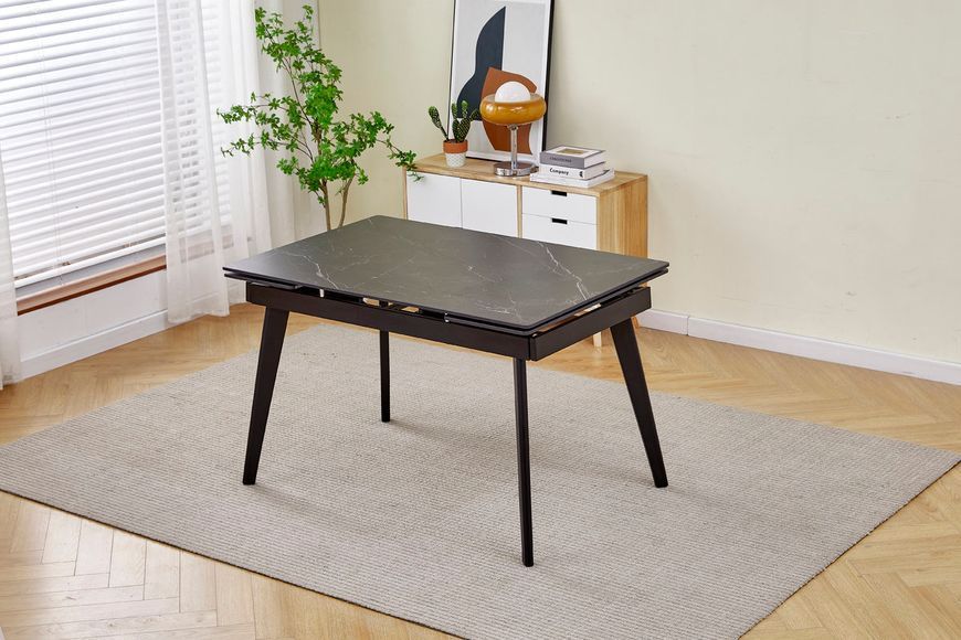 стол OSLO CERAMIC 120(180)х80 Черный мат / Черный каркас