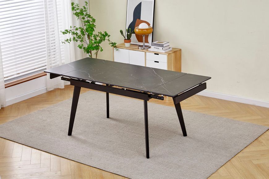 стол OSLO CERAMIC 120(180)х80 Черный мат / Черный каркас
