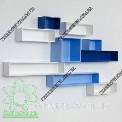 Стильна настінна полиця синьо-білого кольору опис, фото, купити
