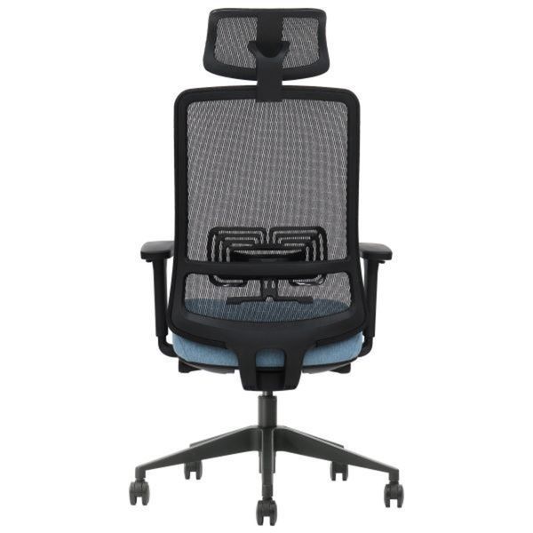 Крісло поворотне TERRY чорне/синя тканина/чорний каркас опис, фото, купити