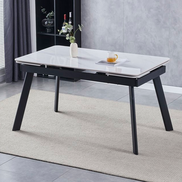 Стол OSLO CERAMIC 120(180)*80 белый глянец intarsio