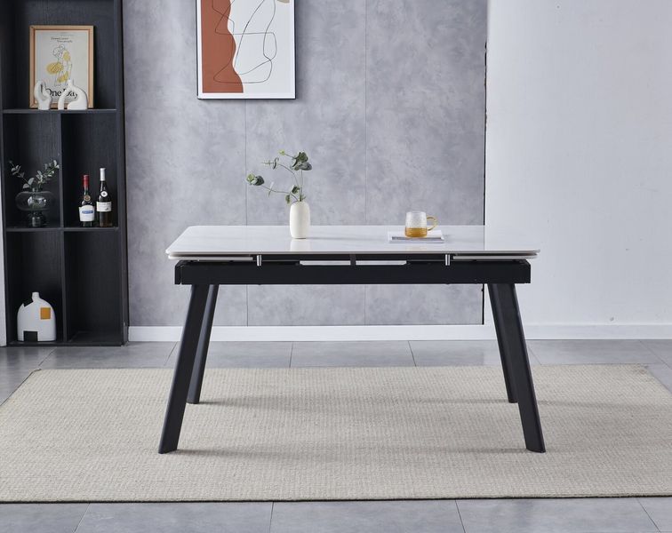 Стіл OSLO CERAMIC 1200/1800-800-760 білий глянець/чорний каркас опис, фото, купити