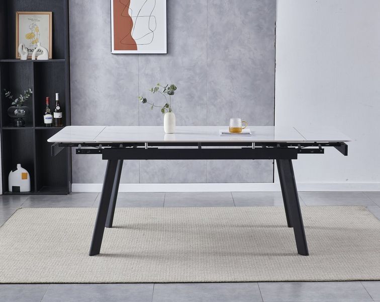Стіл OSLO CERAMIC 1200/1800-800-760 білий глянець/чорний каркас опис, фото, купити