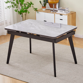 Стол OSLO CERAMIC 120(180)*80 серый глянец/черный каркас