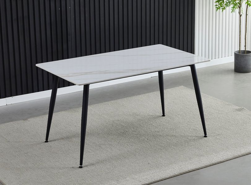 Стол KING CERAMIC 1400Х800 белый глянец/черный мат каркас  описание, фото, купить