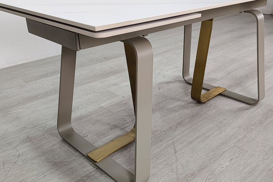 Стіл BIANCO LUXE CERAMIC 160(240)*90 білий мат/білий+золото опис, фото, купити