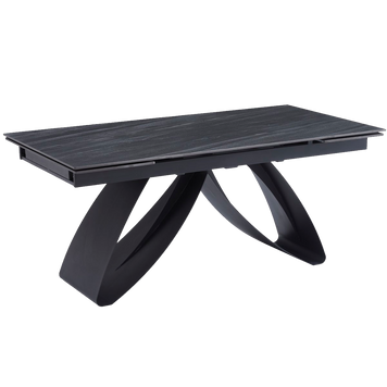 Стол WILLIAM CERAMIC 180(260)*90 песчаный камень мат/черный каркас