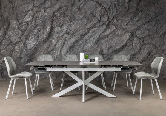 Керамический стол Тициано TML-1150 деликато грей + белый  описание, фото, купить