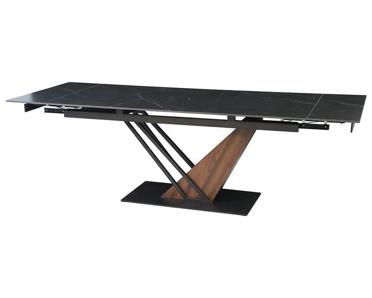 Стол FERNANDO CERAMIC 180(240)x90 черный мат/темный орех  описание, фото, купить