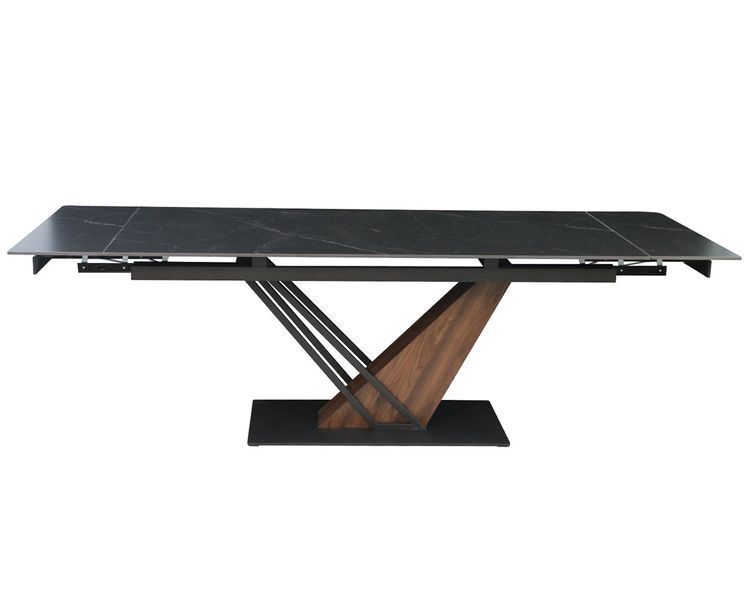 Стол FERNANDO CERAMIC 180(240)x90 черный мат/темный орех  описание, фото, купить