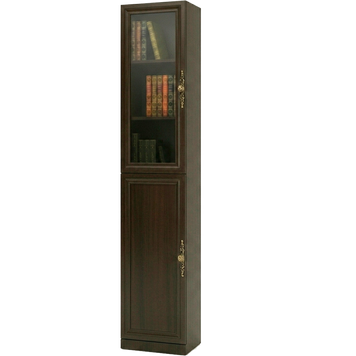 Книжный шкаф-пенал Granwod двухдверный 2037Х400Х285 мм. Орех темный MDF/Glass