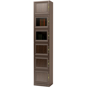 Книжный пенал со стеклом Granwod 6-дверный 2037Х400Х285 мм. Венге - Front MDF 4/Glass 2