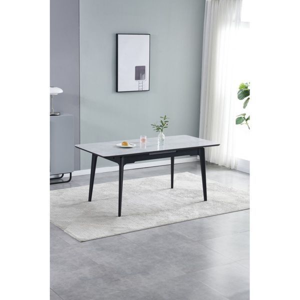 Стіл BERLIN CERAMIC 1400/1800Х800Х760 білий глянець/чорний каркас опис, фото, купити