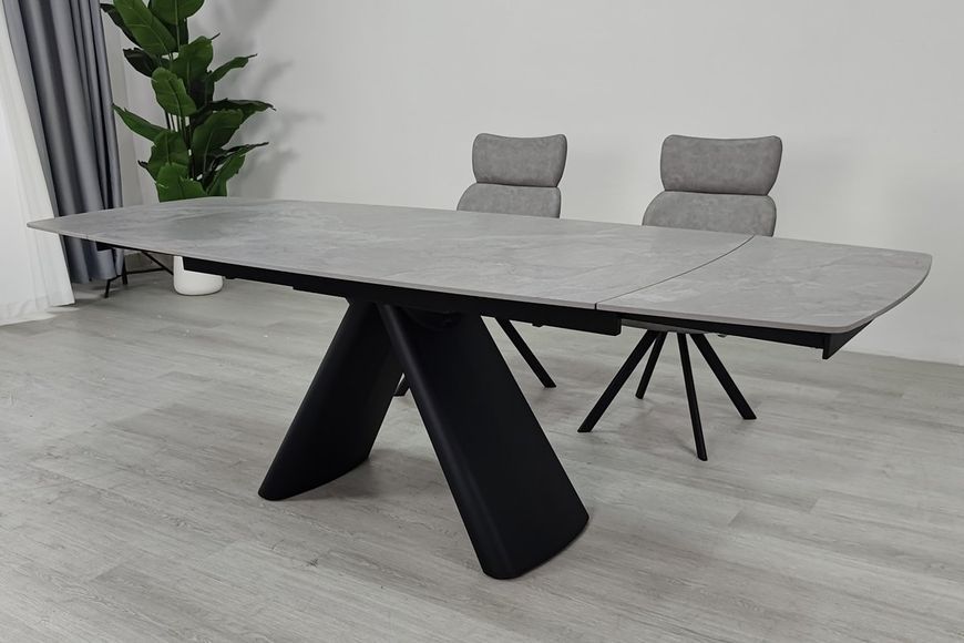 Стол GREYSON CERAMIC 160(240)x90 серый мат/черный  описание, фото, купить