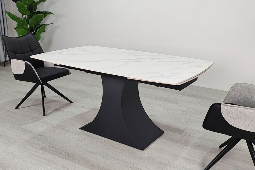 Стол GILBERT CERAMIC 160(240)*90 белый мат/черный  описание, фото, купить
