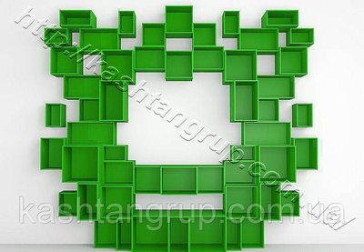 Незвичайна полиця для книг в зеленому кольорі опис, фото, купити